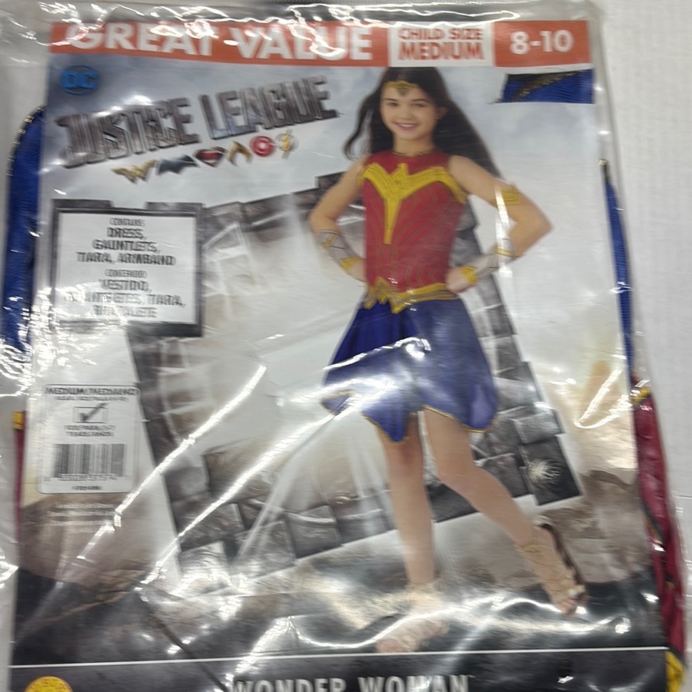 Wonder Woman Kids Costume - Red, Blue, Gold size 8/10